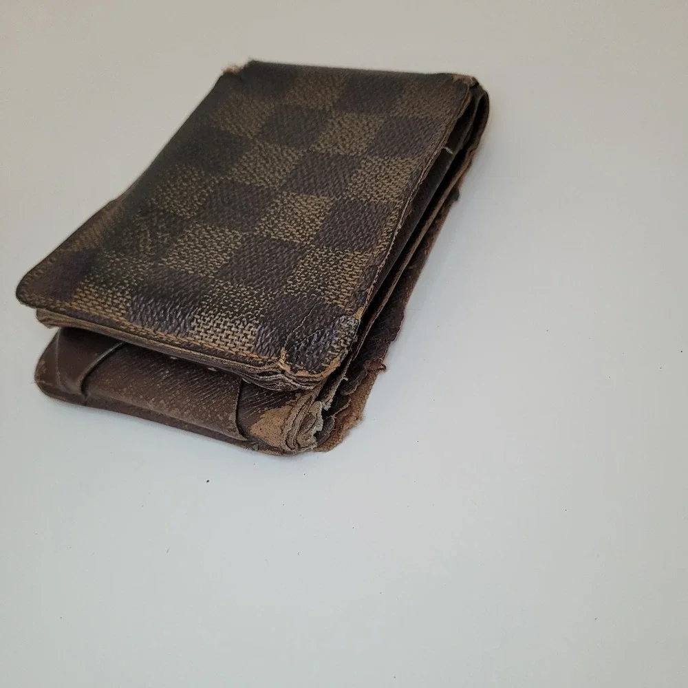 Louis Vuitton Damier Ebene Bifold Wallet Brown Canvas Made in France As-Is